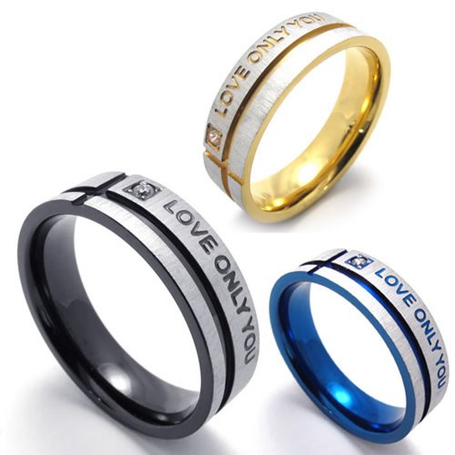KONOV Jewelry Men's Womens Stainless Steel LOVE ONLY YOU Promise Ring ... KONOV Jewelry Men's Womens Stainless Steel LOVE ONLY YOU Promise Ring ...