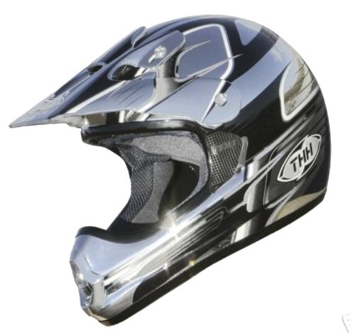 TX-11 THH MotorCross Helmet Chrome/Black Graphics