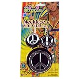 Hippie Peace Sign Earrings and Necklace Set
