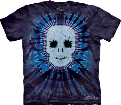 Mountain Tie Dye Skull Adult Size T-shirt , Blue , Large