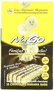 NuGo All-Natural Nutrition Bar, Chocolate Banana, 1.76-Ounce Bars (Pack of 15)