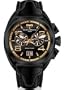 TechnoMarine Men's 409004 US Navy Black PVD Case Gold Index Black Leather Watch