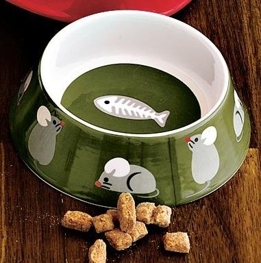 Bone China Cat Bowl - Mice & Fish