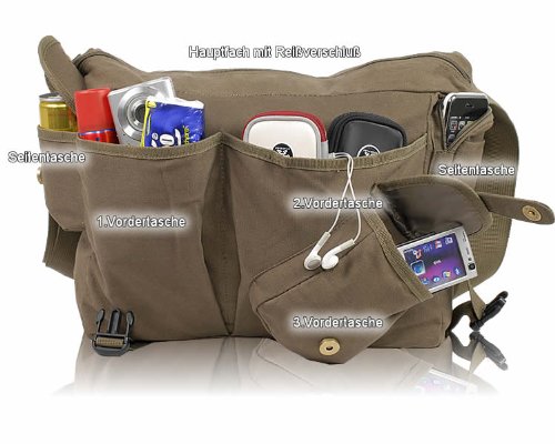 Elephant Netbook CANVAS Messenger Bag Evolution Tasche - Army Olive NEU