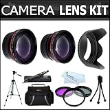 58mm 2x Telephoto and .45x Wide Angle Lens Kit + (3) Filters (UV-CPL-FLD) + Case + 62mm Hard Lens Hood + Tripod + Accessories Kit For Canon VIXIA HF S21, HF S20, HF S200, HF S30 Dual Flash Memory Camcorder