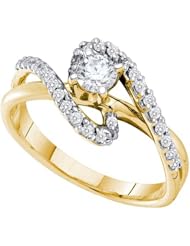 0.50CTW DIAMOND 0.25 CT CENTER ROUND BRIDAL RING