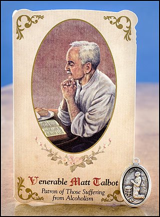 Venerable Matt Talbot (Alcoholism) Healing Holy Card with Medal