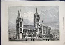 1880 CATHEDRAL TRURO SCENE OLD PRINT