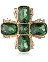 Anne Klein "Holiday Pins" Gold-Tone and Green Cross Pin