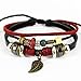 November's Chopin (TM) Unique Metal Leaf Pendant Colorful Beads Multistrand Leather Adjustable Wrap Bracelet