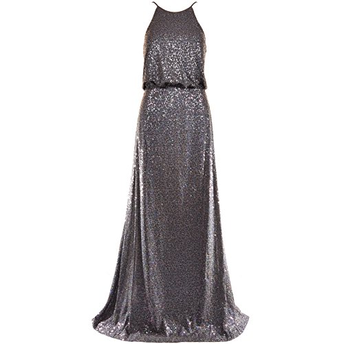 VERA WANG Gown Steel Sequined Maxi Dress, 10