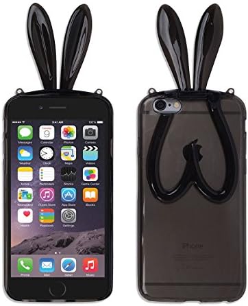 iPhone 6s / 6 Bunny TPU Case, Protective iPhone6 / 6 s Ultra Thin Jelly Gel Case, Soft Rabbit Case (Black)