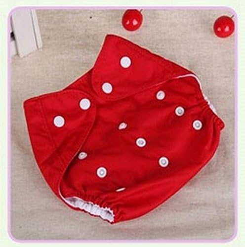 Reusable Baby Infant Nappy Cloth Diapers Soft Cover Washable One Size Adjustable (Red)