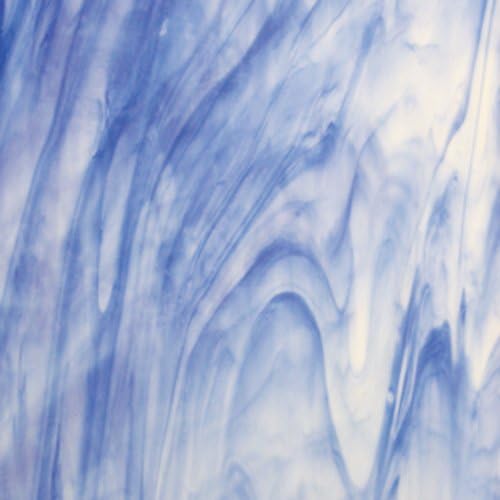 Blue, White Wispy Wissmach Stained Glass Sheet - 8" X 12" (.67sf)