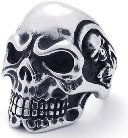 KONOV Jewelry Vintage Gothic Skull Biker Stainless Steel Men's Ring