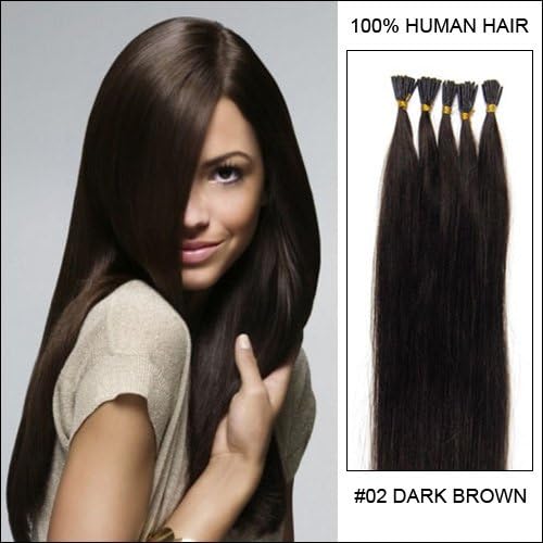 Hairup Valentine's Day Gifts Remy Human Hair Extensions I Tip/Stick Tip Fusion Extensions women beauty style for full head hair pieces wigs tip hair 16inches Stick Tip Dark Brown_02