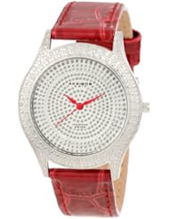 Akribos XXIV Womens AKR464RD Brillianaire Diamond Red Swiss Quartz Strap Watch