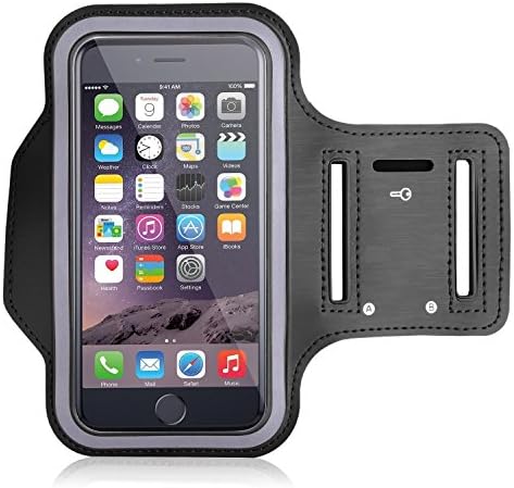 Enda® Anti-slip Sports Running Exercise Gym Armband Case with Key Holder, Sweat-proof, Perfect Earphone Connection for iPhone 6 Plus 5.5 inch (Black)