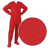 Big Feet PJs Red Fleece Footed Pajamas for Women and Men Small