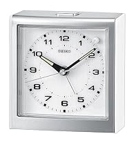 Seiko Bedside Alarm Clock Silver-Tone Metallic Case #QHE040WLH