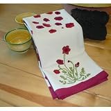 Poppies Red Green Tea Towel (Set of 3)