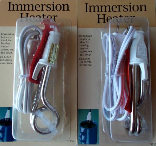 2-PACK TRAVEL UNIVERSAL AUTO VOLTAGE W0RLD-WIDE USE 110/220 VOLT IMMERSION HEATER: PERFECT FOR A COFFEE TEA SOUP & MORE. FOR RV'S CAMPERS OFFICE HOME & MORE ...WHILE TRAVELING OVERSEAS & YOU DON'T HAVE TO PAY $7.00 TO $ 9.0O FOR CUP OF COFFEE IN SOME COUNTRIES.