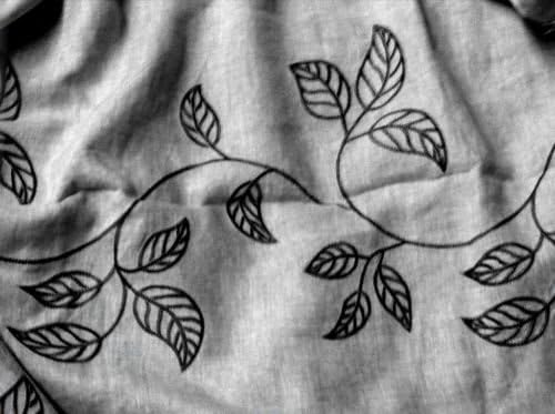 Natural 100% Linen w/ Brown Embroidary 54" By the Yard
