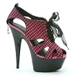 6 Inch Sexy High Heel Shoes Womens Oxford Shoes Gingham Fabric Shoes Ribbon Lace Up Penthouse Shoes