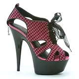 6 Inch Sexy High Heel Shoes Womens Oxford Shoes Gingham Fabric Shoes Ribbon Lace Up Penthouse Shoes
