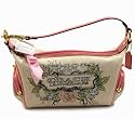 AUTHENTIC COACH METALLIC CANVAS TATTOO SMALL COSMETIC/DEMI TOP HANDLE POUCH (Pink)