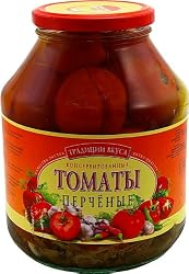 "TOMATOES W/PEPPER" (Pickled Vegietables) "MOLDOVA", Paackaged in Reusable Glass Jar, 1.5L. "Traditional Taste"