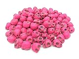 スカル ストーン ビーズ (ピンク, 30個セット)
