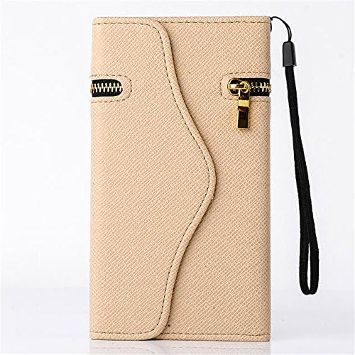 iPhone 6 Case,iPhone 6 4.7 Case-Uhope(TM)iPhone 6 wallet Case,iPhone 6 4.7 inch elegant Mobile phone holster-High Quality PU Leather Zipper Studded Wallet Flip Case Cover for Apple iPhone 6, with Useful Wallet and Card slot function-light yellow(with free gift)