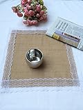 Set of 6 - Natural Burlap Table Placemats with Lace Wedding Decor Rustic Shabby Jute Party Reception