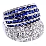 SAVE 74% Diamond Cut Signity Stone Cubic Zirconia & Created Blue Sapphire in 14K White Gold Ring by Designer Michael Valitutti - FREE Shipping! - OVERSTOCK Clearance Sale!