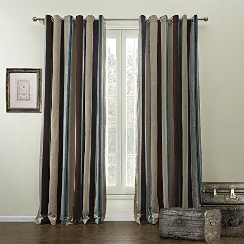 MayDecor Heavy Weight Polyester Stripe Jacquard Chenille Grommet Lined Curtains ( 1 Panel ) 72 " W X 63 " L