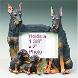 Doberman Pinscher Dog Hand Painted Picture Frame 1 3/8" x 2" Photo