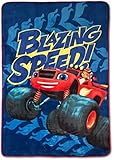 Nickelodeon Blaze Fast Track 62" x 90" Super Soft, Reversible Microfiber Fleece Blanket