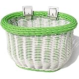 Colorbasket 01297 Kid's Front Handlebar Bike Basket, White with Green Trim