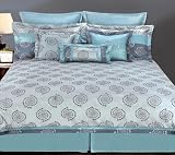 Artistic Linen 9-Piece Carlton Jacquard And Faux Silk Comforter Set - King - Navy