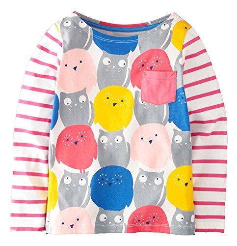 Fiream Girls Childlike Pattern Cotton Long Sleeve T-Shirt