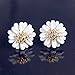 HuntGold 1 Pair Women Ladies Alloy Big Daisy Flower Plated Earring Ear Stud(White)