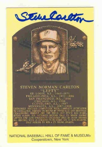 Autographed/Hand Signed Hof Plaque Postcard Steve Carlton Phillies