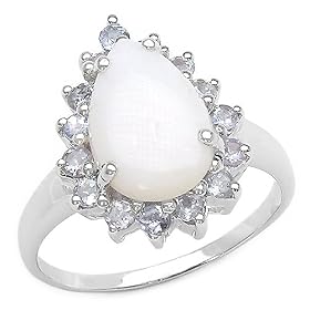 2.30 Carat Genuine Opal and Tanzanite Silver Ring by 