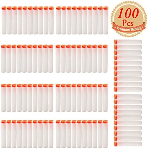 BOROLA 100pcs 7.2cm Refill Bullet Darts for Nerf N-Strike Elite Series Blasters Kid Toy Gun - White,Suction