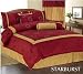 King Size Quality Slubbed Fabric Burgundy and Gold Comforter Set