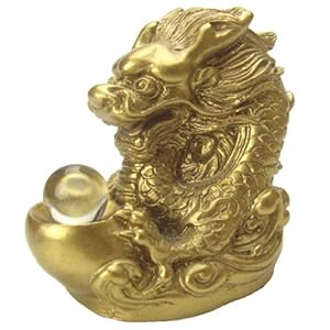 【クリックで詳細表示】風水 四本指の高貴願い龍(小)12mm玉 天然水晶付き