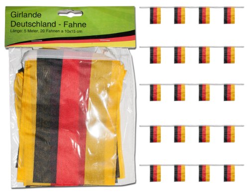 5 x Girlande mit 20 Deutschlandfahnen 5 m Fahnengirlande Fanartikel WM EM