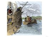 Huron Chief Donnacona Warns Cartier's Expedition Not to Sail Up the St. Lawrence River,... by Art.com