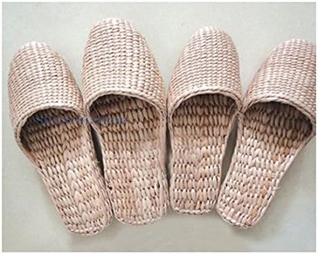 Unisex Natural Straw Woven Slipper Shoe Sandal Flip Flop Handmade Casual Vintage Size: 43